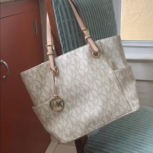 White Monogrammed Michael Kors satchel